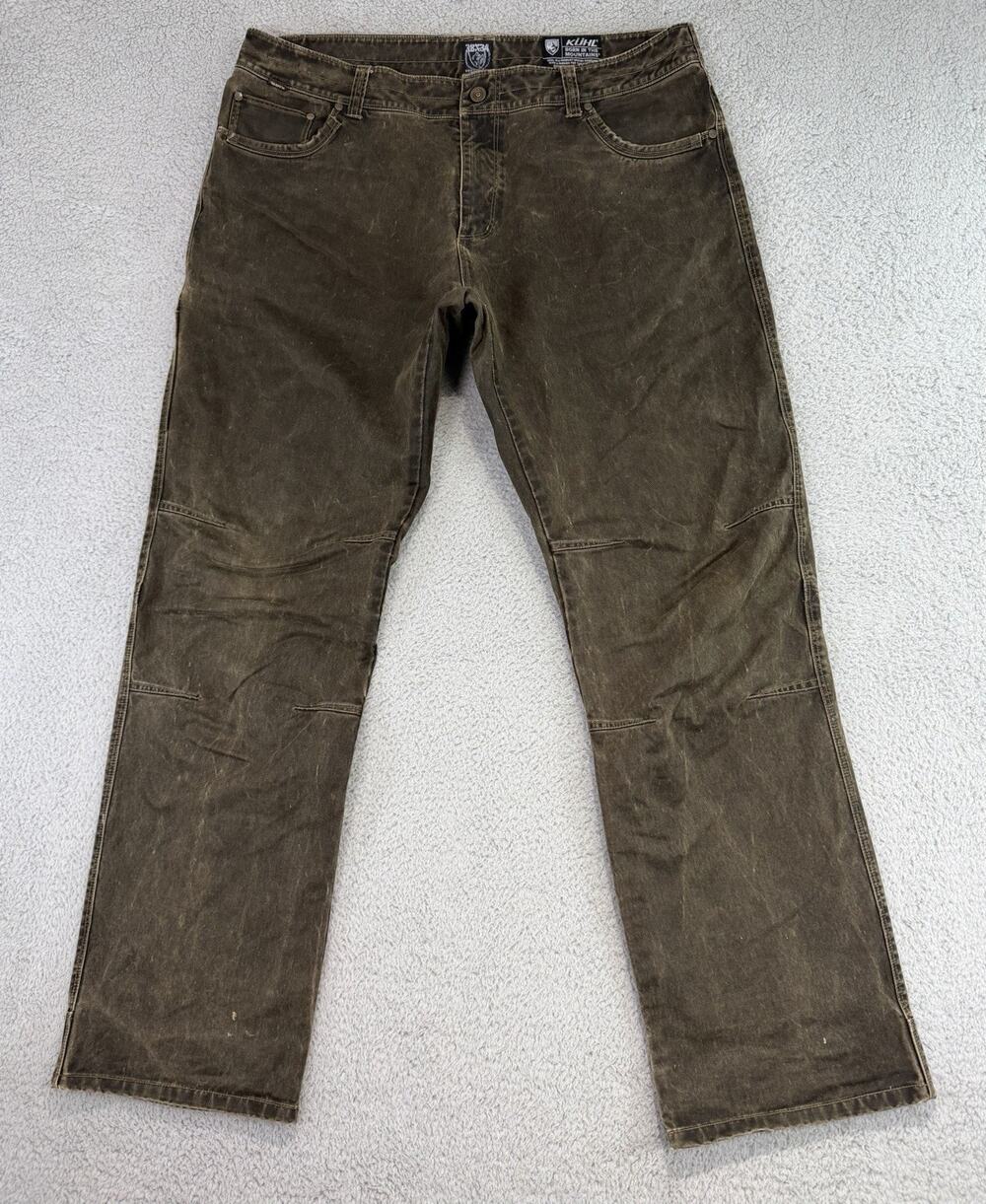 Kuhl Rydr Vintage Patina Dye Distressed Dark Green Hiking Outdoor Pants 38x33